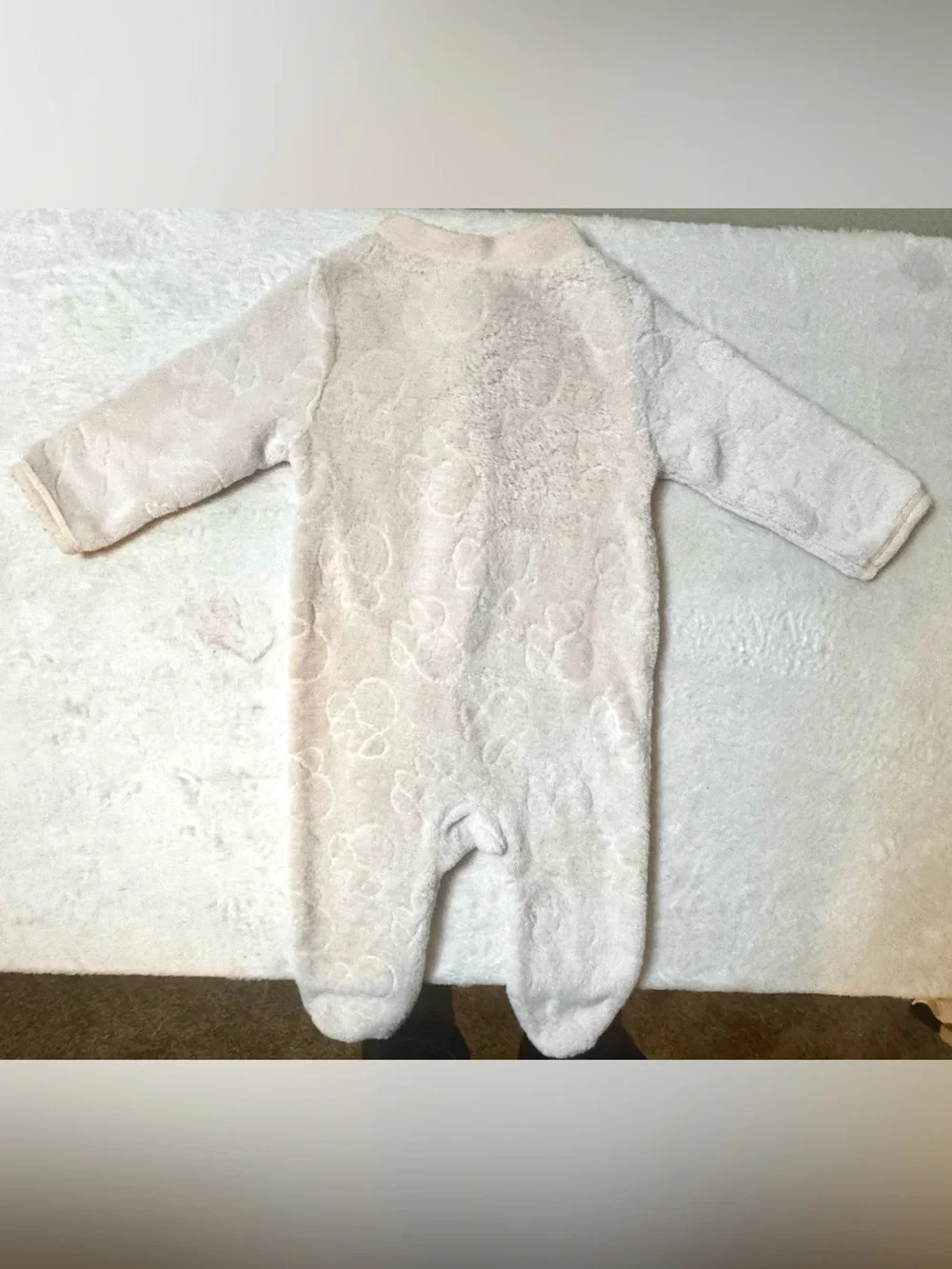 Disney Baby 3-6 month Plush Baby One-Piece Footed Romper in Light Cream